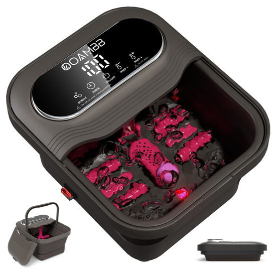 Picture of OOAMBB Collapsible Foot Spa with Heat, Bubble and Temp Control, Foot Bath Massager with XL Touch Screen and Massage Rollers, Foot Soaking Tub, Pedicure Foot spa for Stress Relief (Grey)