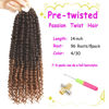 Picture of Crochet Passion Twist Hair 14 Inch 8Packs Crochet Hair Pre Looped Bohemian Twist Braids Pre-Twisted Soft Passion Twist Crochet Hair Curly Crochet Twist Braids for Black Women Ombre Color 4-30