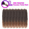 Picture of Crochet Passion Twist Hair 14 Inch 8Packs Crochet Hair Pre Looped Bohemian Twist Braids Pre-Twisted Soft Passion Twist Crochet Hair Curly Crochet Twist Braids for Black Women Ombre Color 4-30