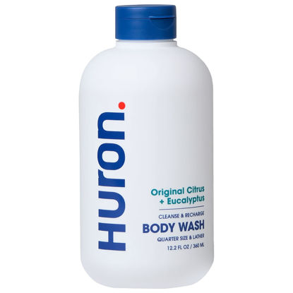 Picture of Huron Men’s Moisturizing Body Wash - Crisp & Invigorating Scent of Citrus, Eucalyptus, Mint, & Aromatic Greens - Made With Coconut Oil, Vitamin E & Witch Hazel - Vegan, Cruelty-Free - 12.2 fl oz