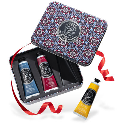Picture of La Chatelaine Hand Cream Gift Set for Men, Ready-To-Gift Travel Size Hand Lotion, Natural Hand Cream Made in France with 20% Organic Shea Butter (Deep Blue Sea, Sandalwood, Citrus Zest) 3 x 1 fl oz