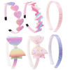 Picture of Lizioo 6 Pack Girls Headbands Glitter Kids Hair Accessories Bow/Heart/Star Shaped Sweet Hairband For Toddler/Girls/Teens