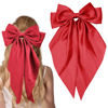 Picture of Large Red Satin Hair Bows, Clips, and Barrettes - Hair Accessories for Women, Christmas Gift