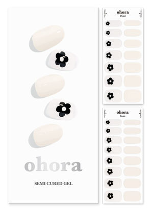 Picture of ohora Semi Cured Gel Nail Strips (N Buddy) - Works with Any Nail Lamps, Salon-Quality, Long Lasting, Easy to Apply & Remove - Includes 2 Prep Pads, Nail File & Wooden Stick - White