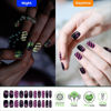 Picture of MOOYIYAN Semi Cured Gel Nail Strips|Uv Free Nail Stickers|22 Pcs Gel Nail Wraps|Long-Lasting Two Weeks and Easy to Apply&Remove|with 2 Prep Pad,1 Nail File&1 Wooden Stick,Black Purple Pop