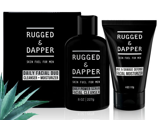 Picture of RUGGED & DAPPER Daily Duo Skincare Set for Men | Includes Age + Damage Defense Moisturizer & Daily Power Scrub Face Wash