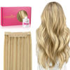 Picture of WENNALIFE Wire Hair Extensions (Increase 50% Lifespan) Real Human Hair 20 inch 110g Light Blonde Highlighted Golden Blonde Remy Hair Extensions Invisible Transparent Wire Fish Line Hair Extensions
