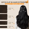 Picture of DOORES Clip in Human Hair Extensions, 80g 5pcs Light Dark Brown 20 Inch Remy Hair Extensions Clip in Straight Natural Hair Extensions
