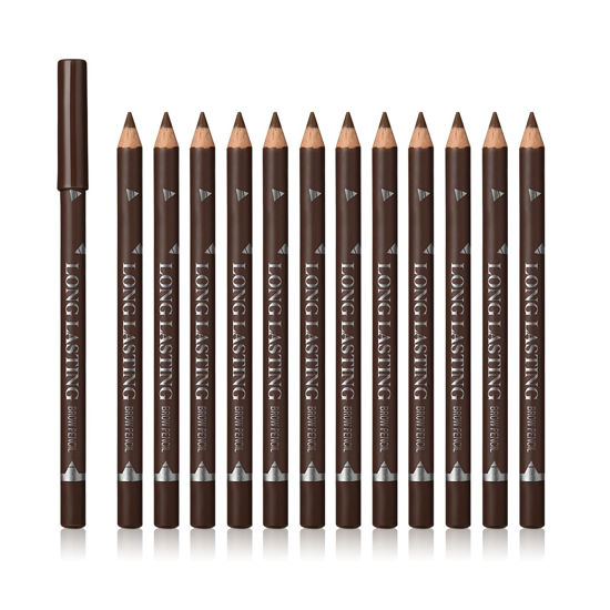 Picture of SUMEITANG 12 Pcs Brown Eyebrow Pencil Eyeliner Makeup，Soft Textured，Easy to Color，Long Lasting，Waterproof Eyebrow Pen for Fills in Sparse Areas and Gaps，Create a Natural Eye Brow