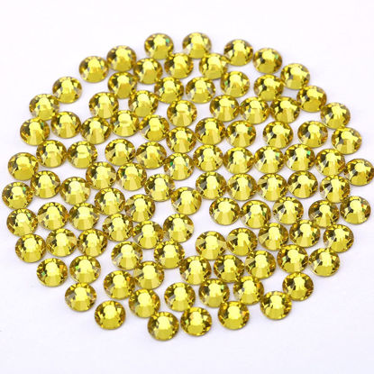 Picture of Novani Rhinestones 3000Pcs Flatback Crystal Round Loose Gemstones Glass Rhinestones for Crafts Makeup Nail Art Clothes Shoes DIY Decorations(SS8, 2.3-2.5mm,Citrine)