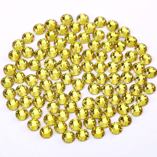 Picture of Novani Rhinestones 3000Pcs Flatback Crystal Round Loose Gemstones Glass Rhinestones for Crafts Makeup Nail Art Clothes Shoes DIY Decorations(SS8, 2.3-2.5mm,Citrine)