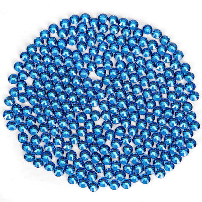 Picture of Novani Rhinestones 3000Pcs Flatback Crystal Round Loose Gemstones Glass Rhinestones for Crafts Makeup Nail Art Clothes Shoes DIY Decorations(SS10, 2.7-2.9mm,Capri Blue)