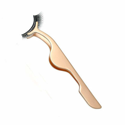 Picture of EIAKE False Eyelashes Applicator Tool Eyelash Extension Tweezers Remover Clip Tweezers Nipper (Golden)