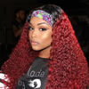 Picture of XSY 1B/99J Burgundy Headband Wigs Human Hair Deep Wave 16 Inch Wig Glueless Headband Wig Deep Wave None Lace Front Wigs Human Hair for Black Women 150% Density Wig Curly red Hair