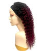 Picture of XSY 1B/99J Burgundy Headband Wigs Human Hair Deep Wave 16 Inch Wig Glueless Headband Wig Deep Wave None Lace Front Wigs Human Hair for Black Women 150% Density Wig Curly red Hair