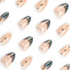 Picture of Green French Tip Press on Nails Short Almond Fake Nails Nude False Nails with Design Gold Line Glue on Nails Glossy Acrylic Full Cover Brown point Stick on Nails for Women Girls Manicure 24pcs