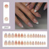 Picture of White French Tip Press on Nails 3D Flower Fake Nails with Pearl Design Butterfly Glue on Nails Glossy Acrylic Full Cover Nude Stick on Nails Short Almond False Nails for Women Manicure 24Pcs