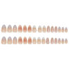 Picture of White French Tip Press on Nails 3D Flower Fake Nails with Pearl Design Butterfly Glue on Nails Glossy Acrylic Full Cover Nude Stick on Nails Short Almond False Nails for Women Manicure 24Pcs