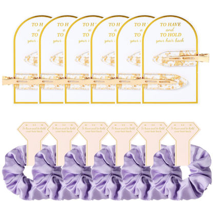 Picture of 12 PCS Bridesmaid Proposal Gifts Bridesmaid Hair Clips Bridesmaid Scrunchies Bridal Shower Gifts Silk Satin Soft Hair Accessories Bridesmaid Wedding Favor Women Girls
