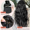 Picture of ALXNAN Clip in Long Wavy Synthetic Hair Extension 16 Inch Black 4PCS Thick Hairpieces Fiber Double Weft Hair for Women