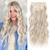Picture of ALXNAN Clip in Long Wavy Synthetic Hair Extension 20 Inch Ash Blonde Mix Highlights 4PCS Thick Hairpieces Fiber Double Weft Hair for Women