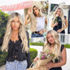 Picture of ALXNAN Clip in Long Wavy Synthetic Hair Extension 20 Inch Ash Blonde Mix Highlights 4PCS Thick Hairpieces Fiber Double Weft Hair for Women