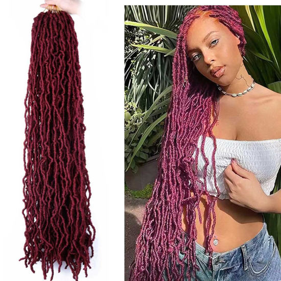 Picture of Datuoda 6 Packs 36 Inch Soft Locs Fox Locks Crochet Hair for Black Women Curly Wavy Loc Hair Faux Locs Crochet Braids (36 Inch (Pack of 6), BUG#)