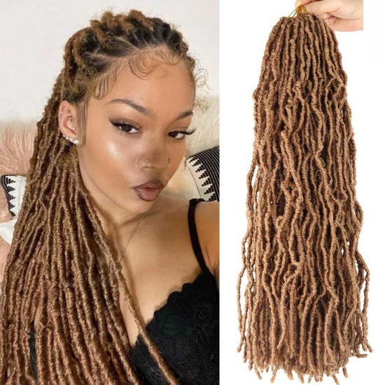 Picture of Faux Locs Crochet Hair for Butterfly Locs Distressed Soft Locs Crochet Hair for Women (24 Inch(Pack of 8), 27#)