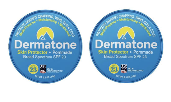 Picture of Dermatone Skin Protector Balm | Classic Tin 2-Pack | All Year Long Skin Protection | Moisturizing | Heals & Repairs | SPF23 | Ski Balm | Advanced Skin Therapy, 0.5 oz