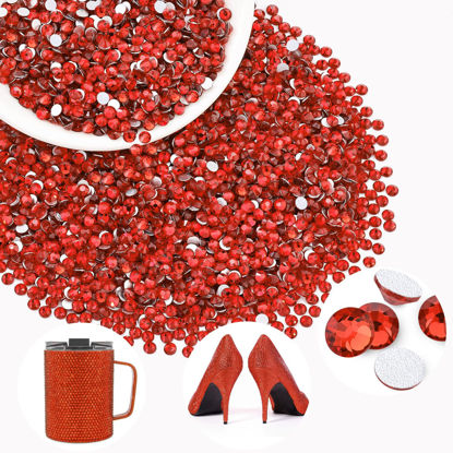 Picture of 2000PCS SS12/3mm Crystal Rhinestones (Light Red/Light Siam), Bedazzling Flatback Glass Rhinestones for Crafting DIY Nail Art Makeup Decoration, Gems Diomand Charms for Tumbler Shoes Clothing Mug
