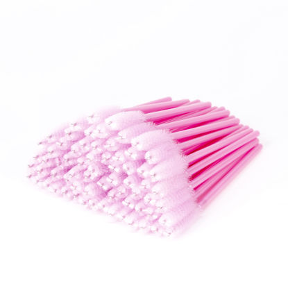 Picture of Eyelash disposable mascara wands spoolie brushes 100 pcs (Pink)