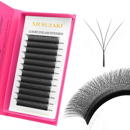 Picture of XIUSUZAKI W Lash Extensions Supplies 4D Eyelash Extensions W Shape 0.07mm Thickness D Curl 12mm Premade Fans Easy Fan Lashes Volume Matte Black 12 Rows Crisscross Eye Lashes(W-4D-0.07-D,12mm)