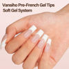 Picture of Vansiho French Gel Nail Tips, 150Pcs Long Square Gel Nail Tips, French Tips Press on Nails, French Square No Need to File 3 in 1 Pre-French Gel Tips, Fake Nails for Nail Art DIY 15 Sizes