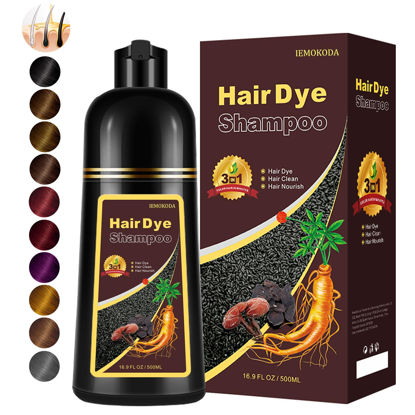 Picture of Instant Wine Red Hair Dye Shampoo for Gray Hair 3 in 1, Natural Red Hair Color Shampoo for Women Men Colors in 10-15 mins, 100% Coverage for Salon Home Use Hair Dye 16.9 Fl Oz (Wine red)