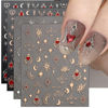 Picture of JMEOWIO 9 Sheets Moon Star Nail Art Stickers Decals Self-Adhesive Pegatinas Uñas Sun Nail Supplies Nail Art Design Decoration Accessories