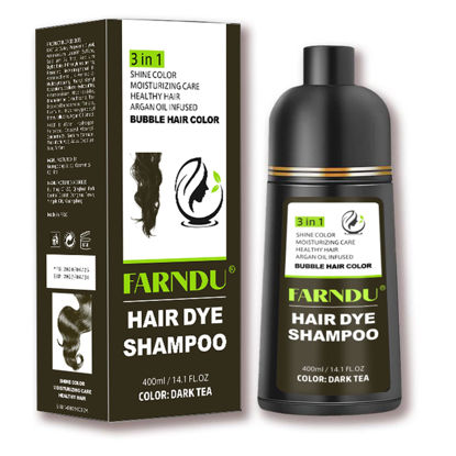 Picture of Farndu Hair Dye Shampoo for Women & Men, Gray Hair Coverage Herbal Natural Ingredients 3 In 1 Hair Color Shampoo