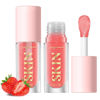 Picture of BANGFENG Big Brush Head Lip Glow Oil Plumping Tint, Tinted Lip Balm Transparent Lip Care, Moisturizing Non-sticky Fresh Shiny Texture Lip Oil - Strawberry (Pink)