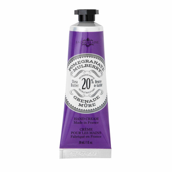 Picture of La Chatelaine 20% Shea Butter Hand Cream Travel Size, Organic Argan Oil, Moisturizing, Nourishing, Repairing, Extra-Rich Hand Lotion, Made in France, Paraben Free, 1 oz / 30ml (Pomegranate Mulberry)