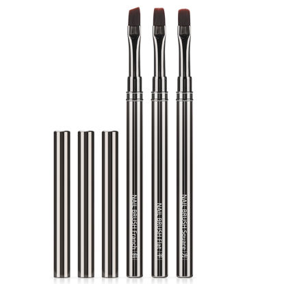 Picture of JASSINS Nail Art Clean Up Brushes, 3 Pcs Flat/Oval/Fine Angled Gel Nail Brushes,For Nail Art Design Painting DIY and Cleaning Polish Mistake on the Cuticles (Copper)