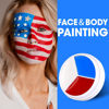 Picture of 3 Colors Face Body Paint [Blue White Red] + 3pc Sponge + 3pc Brush, USA Themed Accessories Flag Color Eye Black for Sport, Face Paint Halloween Makeup Kit for Clown Vampire Harley Quinn Joker Makeup