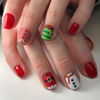 Picture of 24Pcs Square Christmas Press on Nails Short Fake Nails Matte Red Green Christmas Acrylic Nails Full Cover Snowman Glue on Christmas Nails Winter Stick on Nails for Women Christmas Day Manicure DIY