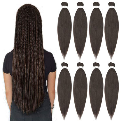 Picture of Braiding Hair Pre Stretched 20''-8 Packs Synthetic Braiding Hair Crochet Braids Braiding Hair Hot Water Setting Professional Soft Yaki Straight Texture (20inch,#4)