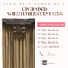 Picture of GOO GOO Wire Hair Extensions Human Hair, 4/27/4 Chocolate Brown with Caramel Blonde Balayage 18inch 125g, Invisible Wire Hair Extensions with Transparent, Seamless Fish Line Hairpiece