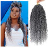 Picture of 8 Packs Curly Faux Locs Crochet Hair, 22 Inch Goddess Locs Crochet Hair Hippie Locs Synthetic Braids, Boho Style Crochet Braids (22 Inch, 8 Packs, TGray)