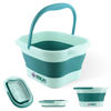 Picture of AWA Foot Soaking Tub, Collapsible Foot Bath Soak Tub for Soaking Feet, Pedicure Bowl, Plastic Feet Soaking Tub with Acupressure Massage Points, Foldable Laundry Basket (Teal Foot Tub)