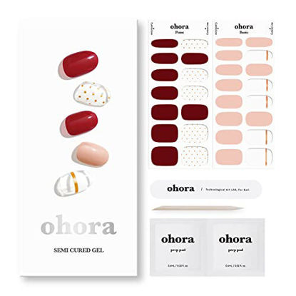Picture of ohora Gel Nail N Rose Sparkling - Semi Cured Long Lasting Nail Polish Strips - Includes 2 Prep Pads, Nail File & Wooden Stick - Easy To Apply & Remove - 16 Solid Color & 14 Accent Wraps - 30 Stickers