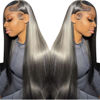 Picture of Straight Lace Front Wigs Human Hair 13x4 HD Transparent Lace Front Human Hair Wigs for Black Women Glueless Brazilian Virgin Hair Lace Frontal Wig 180% Density Pre Plucked with Baby Hair Hairline