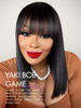 Picture of LUVME HAIR 14 Inch Light Yaki Straight Bob Wig with Bangs Human Hair Realistic HD Lace Short Black Bob Wigs, Ready to Go Blunt Cut Bob Wig Glueless 180 Density