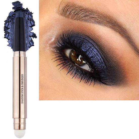 Picture of SAUBZEAN Eyeshadow Stick Makeup, Highlighter Matte Cream Eye Shadow Pencil, Waterproof Hypoallergenic Long Lasting Crayon, Glitter Primer Palette Shimmer Eyeliner Pen wiht Soft Brush, Black