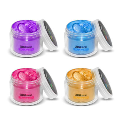 Picture of Temporary Hair Color for Kids, Ultikare Hair Dye Washable Natural Hair Wax Color Chalk Mud Cream DIY Hairstyle Clay For Dark Hair Halloween, Cosplay, Party, Christmas Gift Girls 3.4 Fl Oz (4 colors)